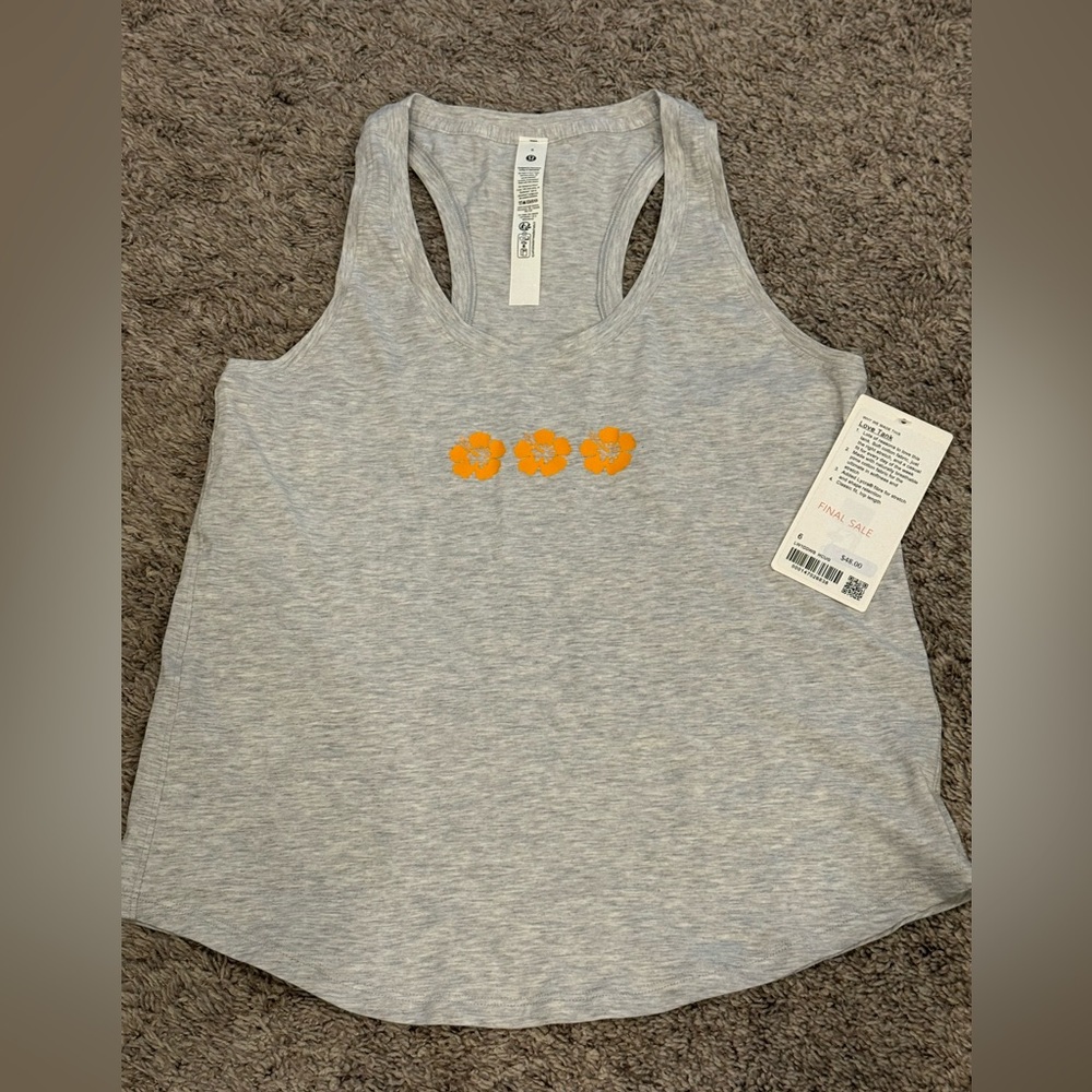Lululemon Love Gray Tank Top with Orange Floral Design from Hawaii size 6